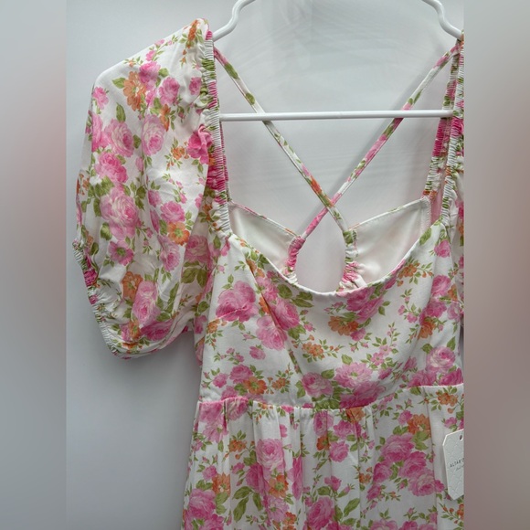 Altar'd State Floral Midi Dress Size M NEW Square Neck Puff Sleeve Cottagecore - Picture 3 of 8